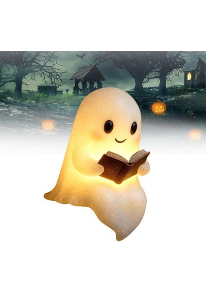 Hayalet şeklinde okuma gece lambası, yaratıcı ev masaüstü dekorasyonu, reçine el sanatları, küçük süs. (Yurt Dışından)