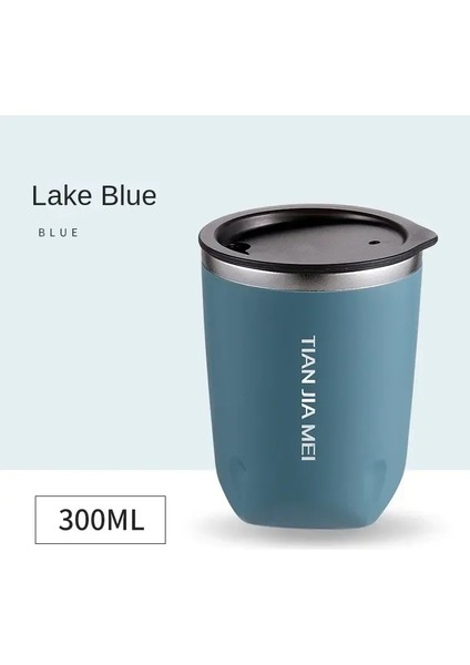 300ML 304 Paslanmaz Çelik Kahve Kupası Kupa Izli Kahve Kahve Kupa Çift Duvar Kahve Tulumbudu Isı Dalı Içecek Yazıları Kapasitesi: 300ML/RENK: Mavi-1pcs (Yurt Dışından)
