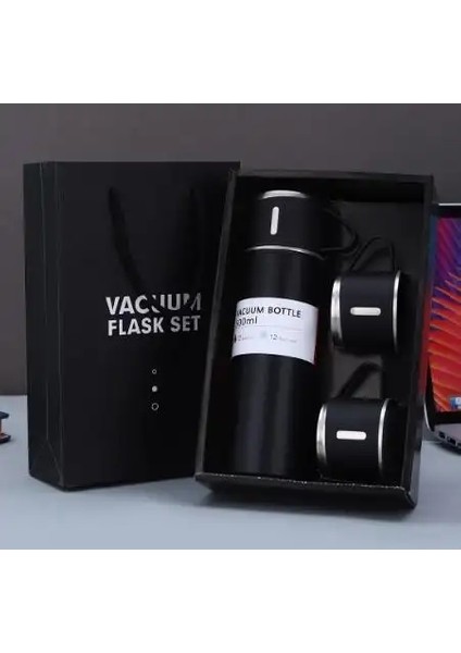 Bir Fincan Üç Kapak Termos Fincan Seti 304 Paslanmaz Çelik Kolu Kapak Hediye Kupası Erkek ve Kadın Taşınabilir Hediye Kutusu Setcapacity: 401-500ML/RENK: Mavi (Yurt Dışından)