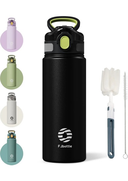 Feiji Termos Şişesi Saman 600ML 720ML Paslanmaz Çelik Termal Kupa Araç Yalıtımlı Şişe Su Tumbler Açık Hava Sporcakitesi Için: 600ML/RENK: Siyah (Yurt Dışından)