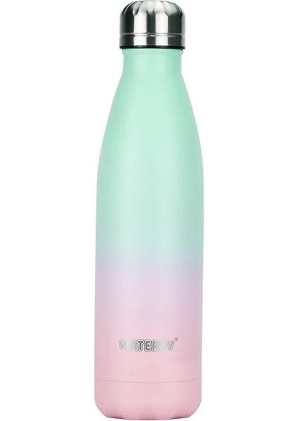 500ML Paslanmaz Çelik Termos Kupa Spor Su Şişesi Soğuk ve Sıcak Termal Daklar Vakum Seyahat Tumbler Kupa Termal Bisiklet Bottlecapity: 500ML/RENK: Mavi Pembe (Yurt Dışından)