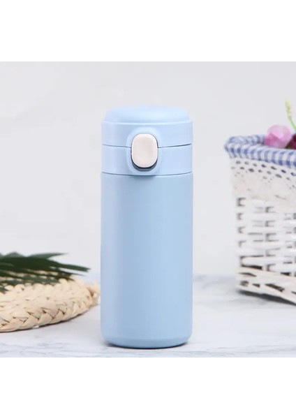 Yaratıcı Mini Bezelye Fincan Paslanmaz Çelik Zıplayan Kapak Vakum Şişesi Termos Fincan Kahve Çay Sütü Termo Şişe Kapasite: 320ML/RENK: Mavi (Yurt Dışından)