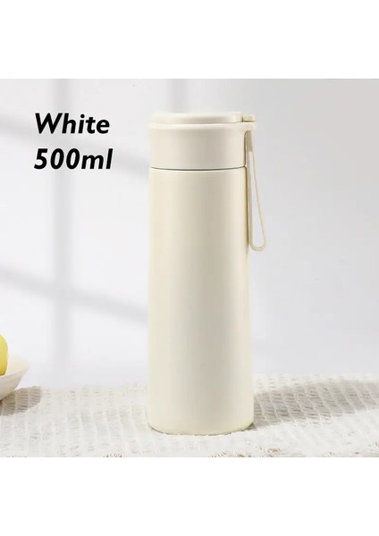 500ML 304 Paslanmaz Çelik Vakum Taşınabilir Tumbler Termos Yalıtımlı Termal Yalıtım Renkli Su Kupası Dış Mekan Su Şişesi Kapasite: 500ML/RENK: Beyaz (Yurt Dışından)