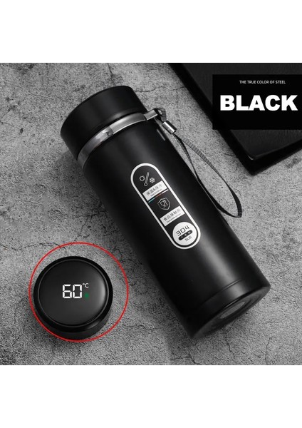 500ML-1 Litre Paslanmaz Çelik Termos Şişe LED Sıcaklık Ekran SUS304 Çay Su Şişesi Vakum Şişesi Taşınabilir Cupscapacity: 500ML/RENK: Siyah (Yurt Dışından)