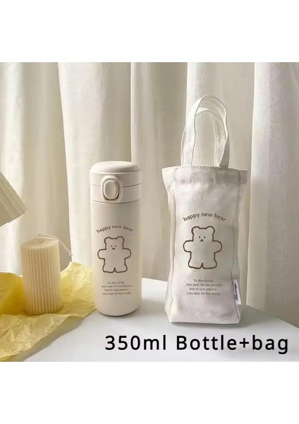 450ML Bear Termos Kupası Dış Mekan Seyahat Spor Su Şişesi Taşınabilir Su Kupası Çalışma Kamp Yürüyüş Kum Yürüyüşü Vakum Şişesi Kapasitesi: 350ML Veya 450ML/RENK: 350ML Set (Yurt Dışından)