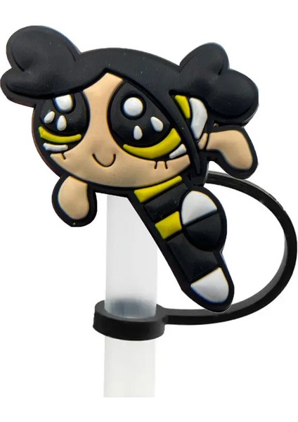 Miniso Cartoon Power Kız Saman Kapak Kapağı 10MM Silikon Içecek Saman Fişi Yeniden Kullanılabilir Sıçrama Geçirmez Içme Fincanı Saman Kapağı Renk: 4 (Yurt Dışından)