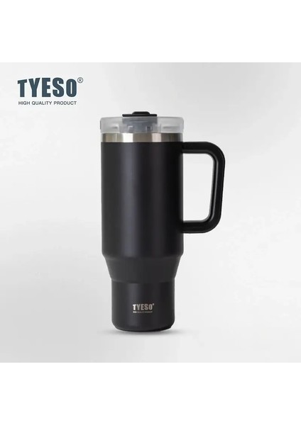 Tyeso 8866/8868 Termos Kupa Büyük Kapasite 900/1200ML Kapak Saman Tumbler Taşınabilir Taşınabilir Seyahat Paslanmaz Çelik Yalıtılmış Kupa Kapasite: 1200ML/RENK: Acate Siyah (Yurt Dışından)