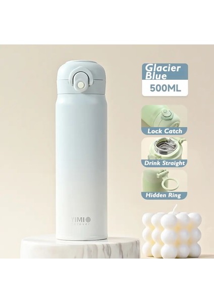 500ML Büyük Kapasiteli Kalınlaştırılmış 316 Paslanmaz Çelik Termal Yalıtım Taşınabilir Tumbler Termos Su Şişesi Kahve Cupcapacity: 500ML/RENK: Buzul Mavisi (Yurt Dışından)