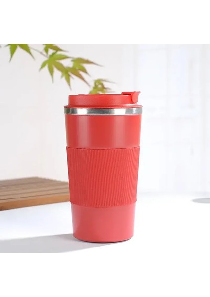 380ML 510ML Paslanmaz Çelik Kahve Fincanı Termos Kupa Garrafa Termik Caneca Termica Cafe Copo Slip Olmayan Seyahat Araba Yalıtım Yolu Şişe Kapasitesi: 380ML/RENK: Kırmızı (Yurt Dışından)