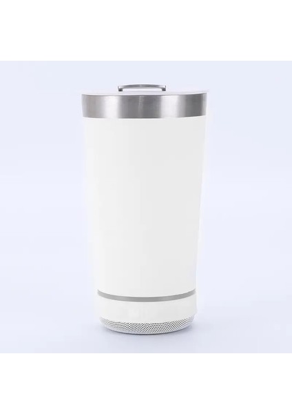 Çelik Çift Duvar Vakum Yalıtımlı Bira Dakları 16OZ Bluetooth Hoparlör Su Kahve Şişesi Tumbler Hediye Kupa Kapasite: 401-450ML/RENK: Beyaz (Yurt Dışından)