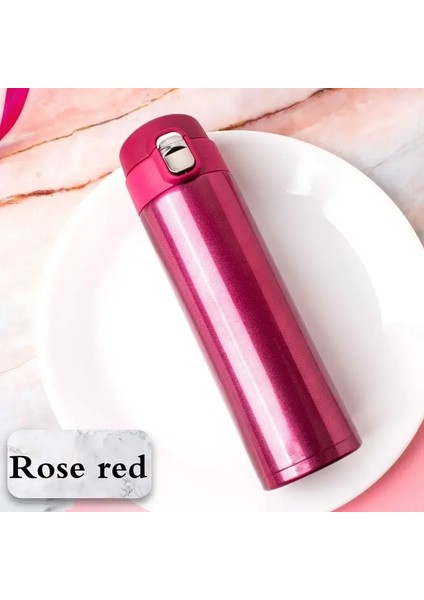500ML Paslanmaz Çelik Sıçrayan Kapak Vakum Şişesi Termos Fincan Kahve Çay Sütü Termo Şişe Paslanmaz Çelik Kahve Kupa Termoscapity: 500ML/RENK: Rosered (Yurt Dışından)
