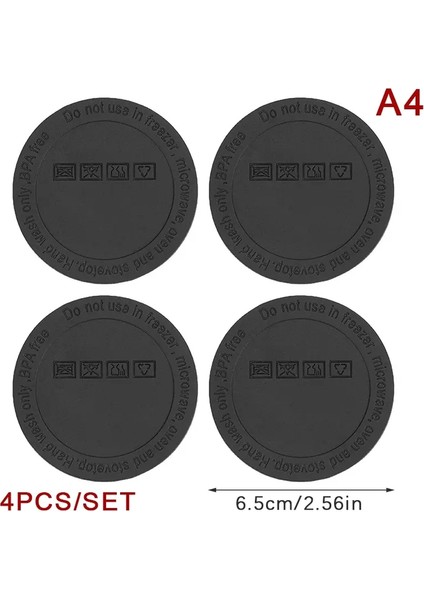 4pcs Yuvarlak Siyah Kauçuk Coaster Pad Kendi Kendine Yapışkan Fincan Alt Çıkartmaları Kaymaz, Kaymaz Anti-Scald Tumbler Fincan Koruyucu Pedler Renk: A4 (Yurt Dışından)