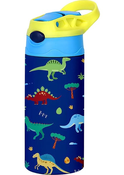 12 OZ/350ML Karikatür Desen Termos Fincan Paslanmaz Çelik Yalıtımlı Şişe Çocuklar Termos Su Isıtıcısı Dış Mekan Taşınabilir El Fincan Kapasite: 350ML/RENK: Mavi Sarı (Yurt Dışından)