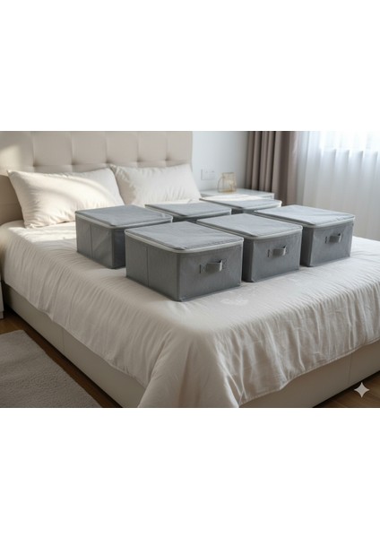 6'lı Gri Çorap Hurcu | Çok Amaçlı Dolap Içi ve Çekmece Içi Düzenleyici 29X24X17 cm