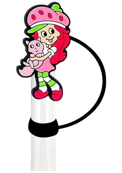 Karikatür Çilek Kız Saman Kapak Kapağı 10MM Silikon Içecek Saman Tapası Yeniden Kullanılabilir Sıçrama Kanıtı Içme Kupası Saman Kapak Aksesuarları Renk: 1PCS-10MM (Yurt Dışından)