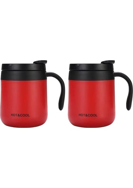 350/500ML Yalıtımlı Kahve Kupası Kalıplı Paslanmaz Çelik Yalıtımlı Kupa Kahve Tumbler Termos Çay Dakları Dudak Kapasitesi: 500ML/RENK: Kırmızı 2pcs (Yurt Dışından)