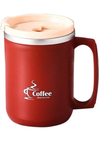 Worthbuy Çift Duvar Termal Yalıtımlı Kahve Fincanı Kupa Portatif Içme Dağı, Tutucu Kapasiteli Isıya Dalı Sızdıran Sızdırmaz Su Dağı: 401-500ML/RENK: Kırmızı (Yurt Dışından)