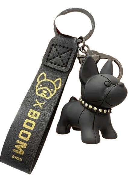 PU Deri Köpek Anahtarlıklar Kadınlar için Çanta Kolye Moda Punk Fransız Bulldog Anahtarlık Takı Biblo Erkek Araba Anahtarlık Anahtarlık (Yurt Dışından)