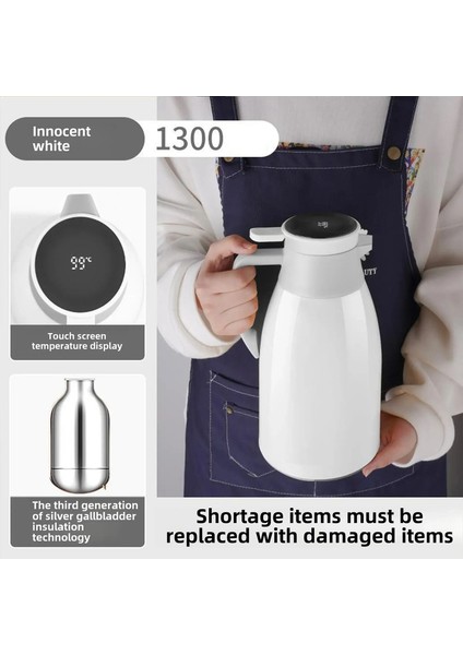 Mutfak Termal Su Isıtıcısı Ev Dijital Ekran Kahve, 1/1.3/2l Termos Cam Astar Vakum Şişeleri Büyük Kapasiteli Su Bottlecaity: 1.0l-2.0 L/renk: C-1.0l (Yurt Dışından)