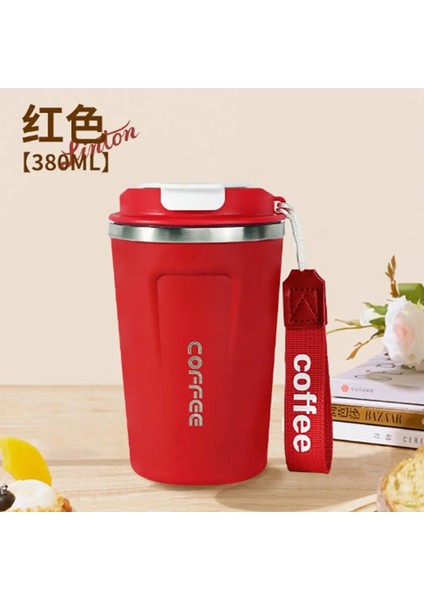 380ML Paslanmaz Çelik Kahve Yalıtımlı Kupa Çift Duvar Vakum Şişesi Sıcak Soğuk Yalıtımlı Kupa Taşınabilir Seyahat Kupa Kapasitesi: 380ML/RENK: Kırmızı (Yurt Dışından)
