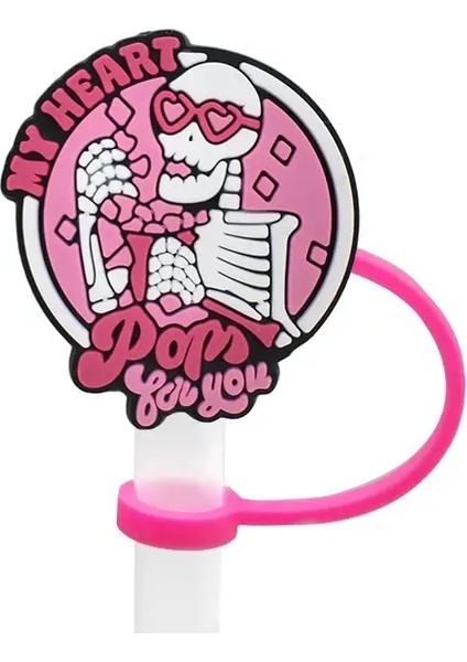 Pembe Cadılar Bayramı Film Karikatür Silikon Saman Topper, Cam Kupa Için Saman Kapakları, Saplamalı Toz Duruşlu Yeniden Kullanılabilir Renkli 3040 Oz Tumbler: 1pcs-05 (Yurt Dışından)