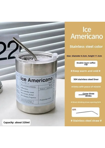 320/600ML Paslanmaz Çelik Kahve Kupa Kupa Termozlar Çift Duvar Vakum Şişesi Yalıtımlı Kupa Taşınabilir Kur Kahve Kurı Su Şişeleri Kapasitesi: 501-600ML/RENK: Gümüş 320ML (Yurt Dışından)