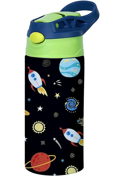 12 OZ/350ML Karikatür Desen Termos Fincan Paslanmaz Çelik Yalıtımlı Şişe Çocuklar Termos Su Isıtıcısı Dış Mekan Taşınabilir El Cupcapacity: 350ML/RENK: Siyah (Yurt Dışından)