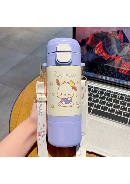 480ML Sanrio Termos Kupası Hello Kitty Kuromi Cinnamoroll Su Kupası Melodi Öğrenci Paslanmaz Çelik Tinsüllü Su Şişesi Hediye Kapasitesi: 480ML/RENK: Pochacco (Yurt Dışından)