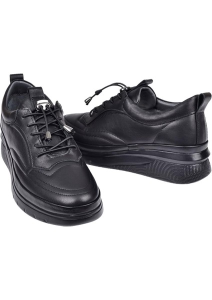 Hakiki Deri Dolgu Taban Comfort Kadın Ayakkabı BEE-121 Siyah indirimleri