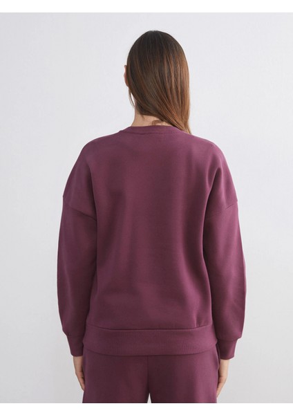 Lcw Vision Mürdüm Nakışlı Oversize Kadın Kalın Sweatshirt fırsatları