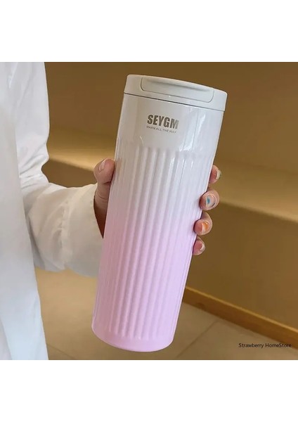 500ML Paslanmaz Çelik Kahve Termal Kupa Seyahat Termos Kupa Soğuk ve Sıcak Kahve Yalıtılmış Kupa Ofis Su Şişesi Vakum Şişesi Kapasite: 500ML/RENK: Pembe (Yurt Dışından)