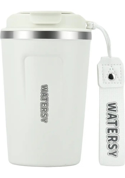 380ML Kahve Kupası Paslanmaz Çelik Termal Kupa Çift Duvar Vakum Yalıtımlı Su Şişesi Ofisi Ev Taşınabilir Seyahat Araba Mugcapacity: 301-400ML/RENK: Beyaz (Yurt Dışından)