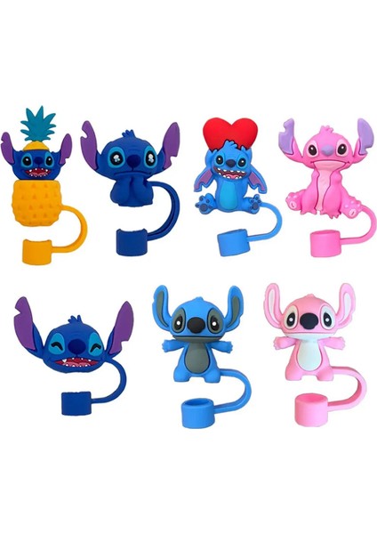 Miniso 1-7pcs 3D Stereo Dikiş Saman Kapak Kapağı 10MM Içecek Saman Tapası Yeniden Kullanılabilir Fit Kupa Aksesuarları Saman Kapağı Takılar Kolye Hediye Kilo: 7 Pcs (Yurt Dışından)