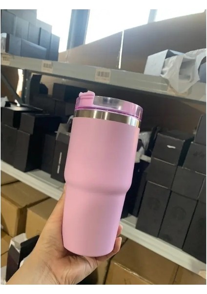 304 Paslanmaz Çelik Yalıtımlı Dak, Uygun 591ML Büyük Kapasiteli Saman Kahve Seyahat Fincanı, Araba Fincanı Kapasitesi: 590ML/RENK: 03 (Yurt Dışından)