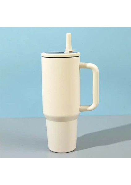 2024 Yeni Hidrojug 40OZ Tumbler Saman Kapağı Paslanmaz Çelik Izoleli Yalıtımlı Araç Kupa Çift Duvar Termal Buzlu Seyahat Kupa Kupa Kapasite: 1200ML/RENK: Krem (Yurt Dışından)