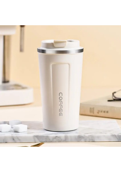 Gianxi Paslanmaz Çelik Kahve Fincanı Termos Kupa Sızdırmaz Termos Seyahat Termal Vakum Şişesi Yalıtımlı Kupa Su Bottlecapity: 380ML/RENK: Beyaz (Yurt Dışından)