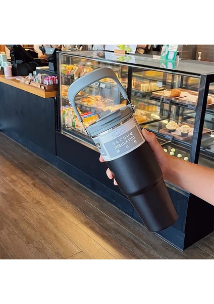 30OZ Paslanmaz Çelik Saman Yalıtımlı Buz Kupası Büyük Kapasite Vakum Şişesi Araç Termal Kupa Tumbler Taşınabilir Yalıtılabilir Kahve Kupası Kapasite: 900ML/RENK: G (Yurt Dışından)
