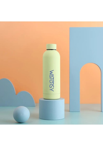 500ML Paslanmaz Çelik Termal Kupa Çift Duvar Vakum Şenlikleri Ofis Ev Yalıtımlı Kahve Kupası Açık Hava Spor Su Şişesi Kapasite: 0.5l/renk: Açık Sarı (Yurt Dışından)