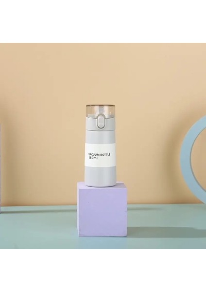 150/250ML Mini Cep Termos Kupası Paslanmaz Çelik Yalıtımlı Şişe Kızlar Mini Sevimli Su Kupası Saman Termos Kapasitesi ile Içecek Yazılar: 150ML/RENK: Gri (Yurt Dışından)