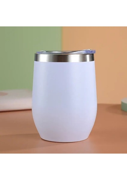 12OZ Yumurta Kabuğu Termal Kur 304 Paslanmaz Çelik Şarap Dakları Çift Duvar Vakum Şişeleri Ofis ve Ev Yalıtılmış Kahve Keklik: 350ML/RENK: Beyaz (Yurt Dışından)