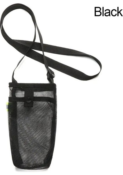 Spor Su Şişesi Kapağı Cep Telefonu Çantası Kamp Aksesuarları Mesh Cup Sleeve Pouch Strapcolor ile Taşınabilir Görünür Çanta: Siyah (Yurt Dışından)