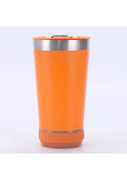 Çelik Çift Duvar Vakum Yalıtımlı Bira Dakları 16OZ Bluetooth Hoparlör Su Kahve Şişesi Tumbler Hediye Kupa Kapasite: 401-450ML/RENK: Turuncu (Yurt Dışından)