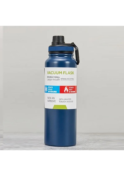 600/800/1000ML Dış Mekan Termos Su Şişesi Paslanmaz Çelik Yalıtılmış Kupa Soğuk ve Isı Termal Kupa Seyahat Vakum Şenlikleri Kapasite: 800ML/RENK: Mavi (Yurt Dışından)