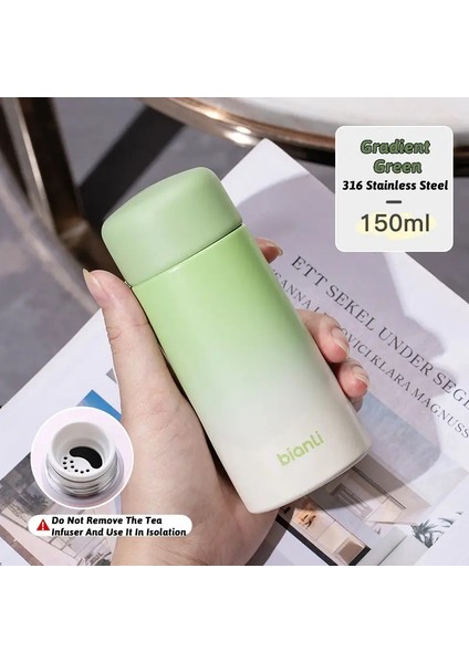 150ML Süper Mini 304 Paslanmaz Çelik Termal Yalıtım Seyahat Tumbler Vakum Yalıtımlı Taşınabilir Kupa Termos Kupa Kapalı Kupa Kapasite: 150ML/RENK: Gradyan Yeşil (Yurt Dışından)