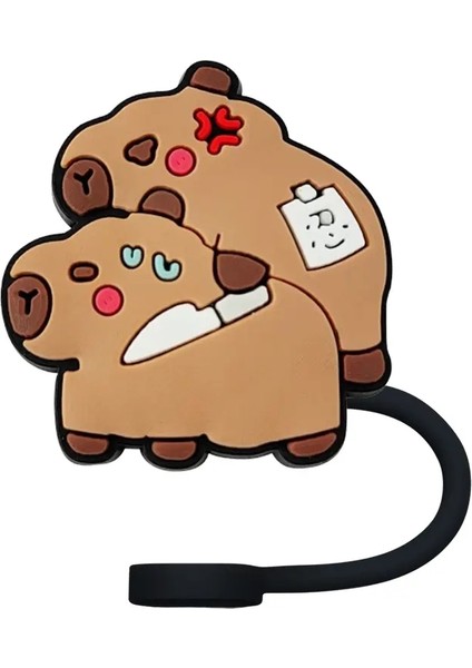 Sevimli Capya Karikatür Saman Kapak Kapağı 10MM Çevre Dostu Saman Saman Sıçrama Kanıtı Içme Kupası Takılar Sarkık Ev Partisi Hediye Renk: 1PCS-10MM (Yurt Dışından)