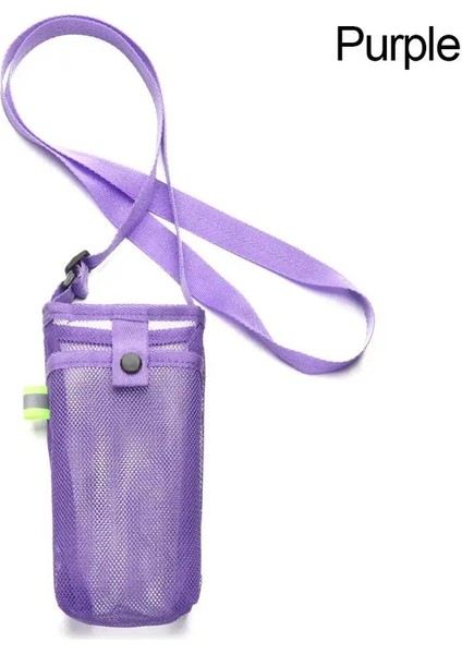 Spor Su Şişesi Kapağı Cep Telefon Torbası Kamp Aksesuarları Mesh Cup Sleeve Tecesi Taşınabilir Torba Kayış Rengi: Mor (Yurt Dışından)