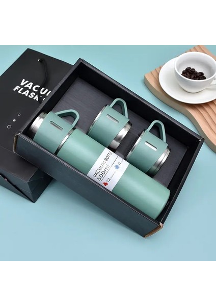 500ML Paslanmaz Çelik Vakum Şişesi Hediye Seti Ofis Iş Tarzı Termos Şişesi Açık Sıcak Su Termal Yalıtım Çift Cupcapacity: 500ML/RENK: Siyah Hediye Kutusu (Yurt Dışından)