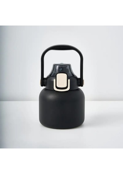 Büyük Kapasiteli Açık Spor Su Şişesi 600/800ML 304 Paslanmaz Çelik Büyük Göbek Termos Kupası Kızların Yüksek Değer Su Kupası Kapasite: 800ML/RENK: Siyah (Yurt Dışından)