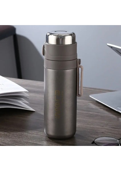 Termos Şişe Paslanmaz Çelik Vakum Hediye Kupası Ev 500ML Ofis Kahve Süt Şişesi Su Şişesi Kapasite: 500ML/RENK: Gri (Yurt Dışından)