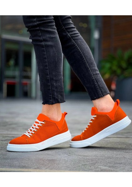 KB-X204 Kuback Turuncu Keten Beyaz Yüksek Taban Günlük Erkek Spor Ayakkabı modelleri